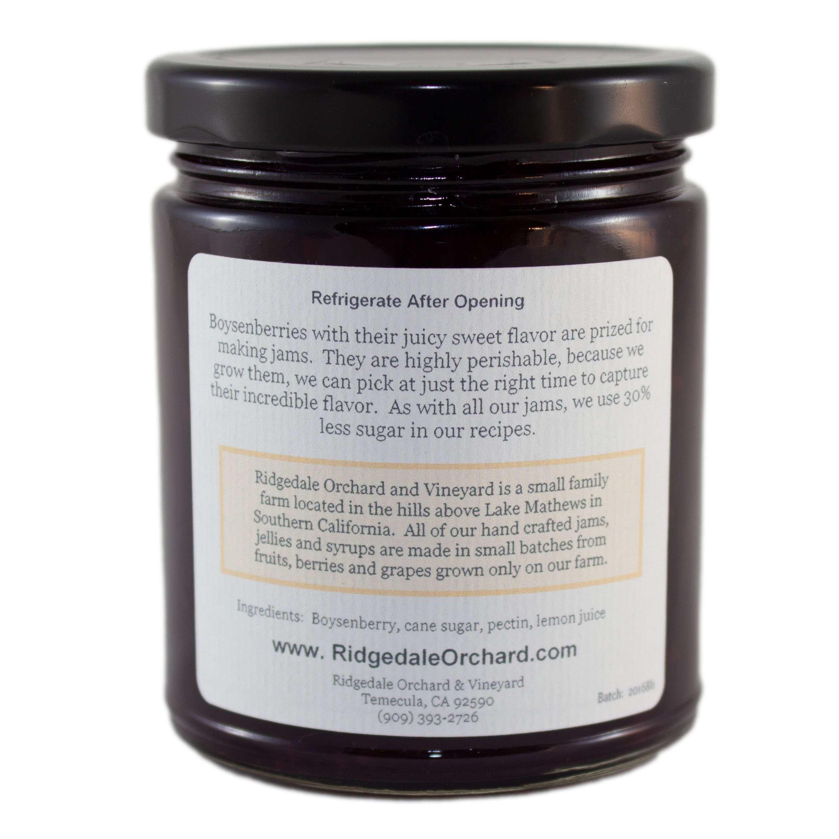 Boysenberry Artisan Jam, handmade from Ridgedale Orchard and Vineyard